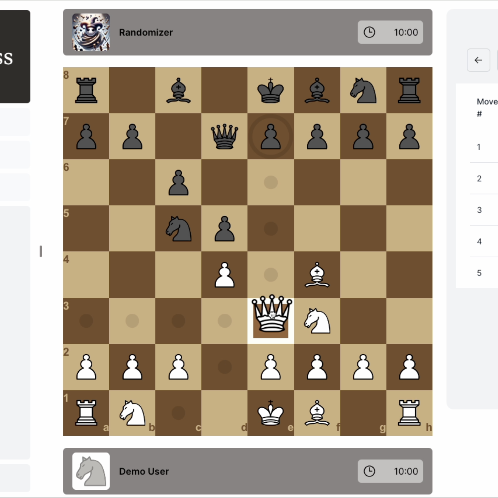 Chess App Interface Screenshot